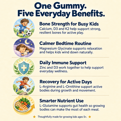 9-in-1 Natural Growth & Bone Support Gummies for Kids & Teens